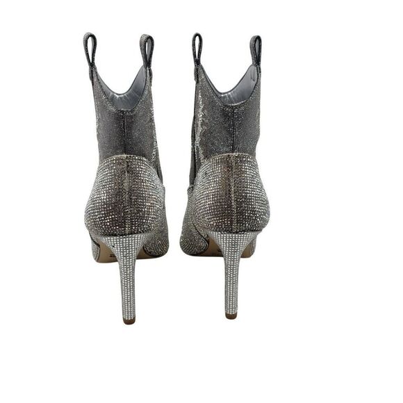 Gianni Bini Womens Silver Rhinestone Cowboy Boots 7.5 Stiletto Bling Glam Prom - Picture 9 of 13